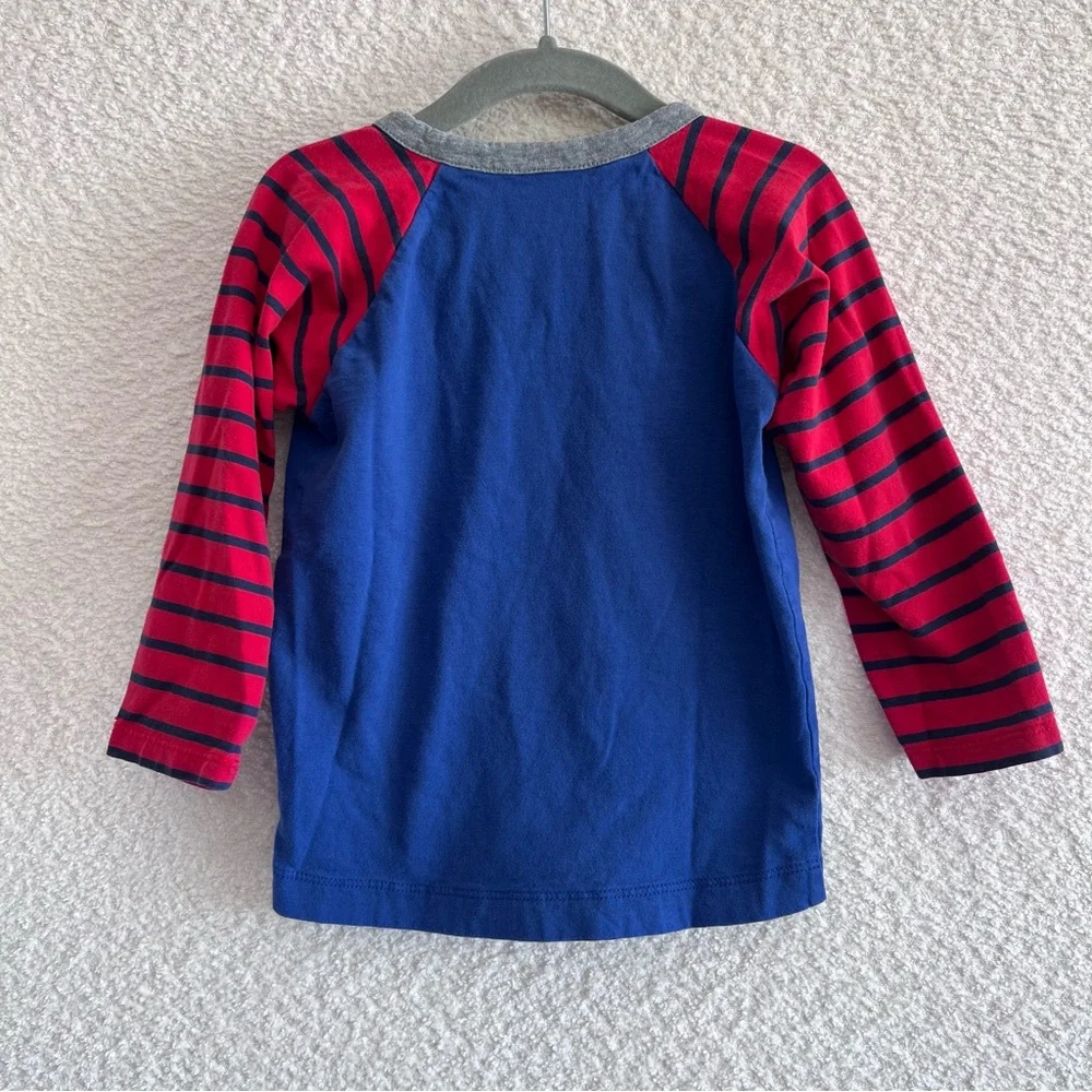 Hanna Andersson Toddler Henley Stripes Blue‎ Red Shirt Size 3T